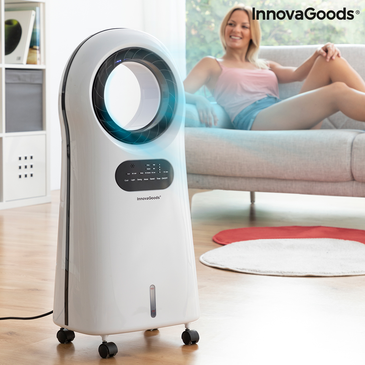 Lamellenloser Luftkühler mit Verdunstungsionisatoren und LED-Lichtern InnovaGoods EVAREER Neu A