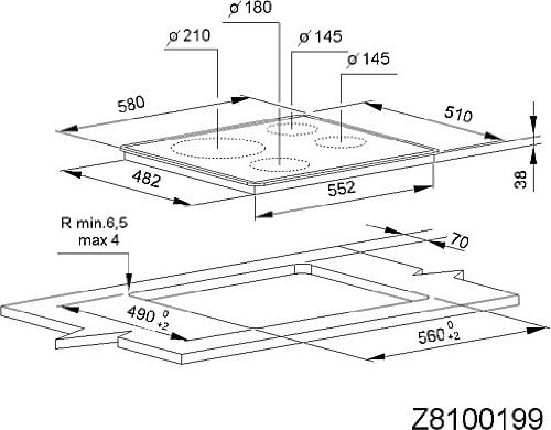 Whirlpool AKT 801/NE Kochfeld Schwarz Integriert 58 cm Ceran-Kochfeld 4 Zone(n)