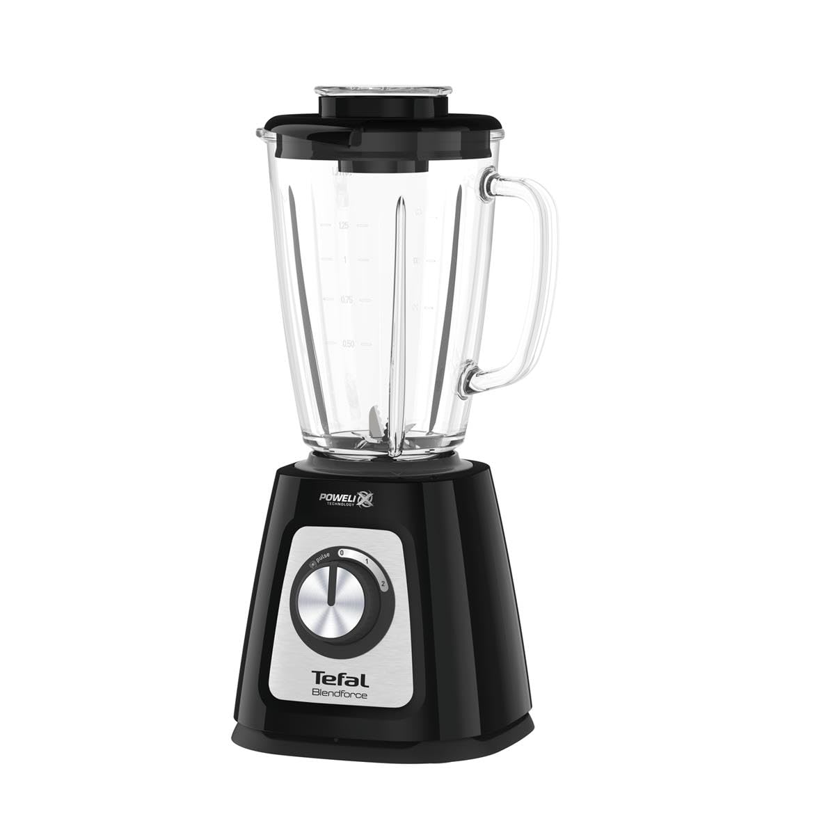 Tefal BlendForce II BL4358 Mixer 1 25 l Tischplatten-Mixer 800 W Schwarz  Gebürsteter Stahl