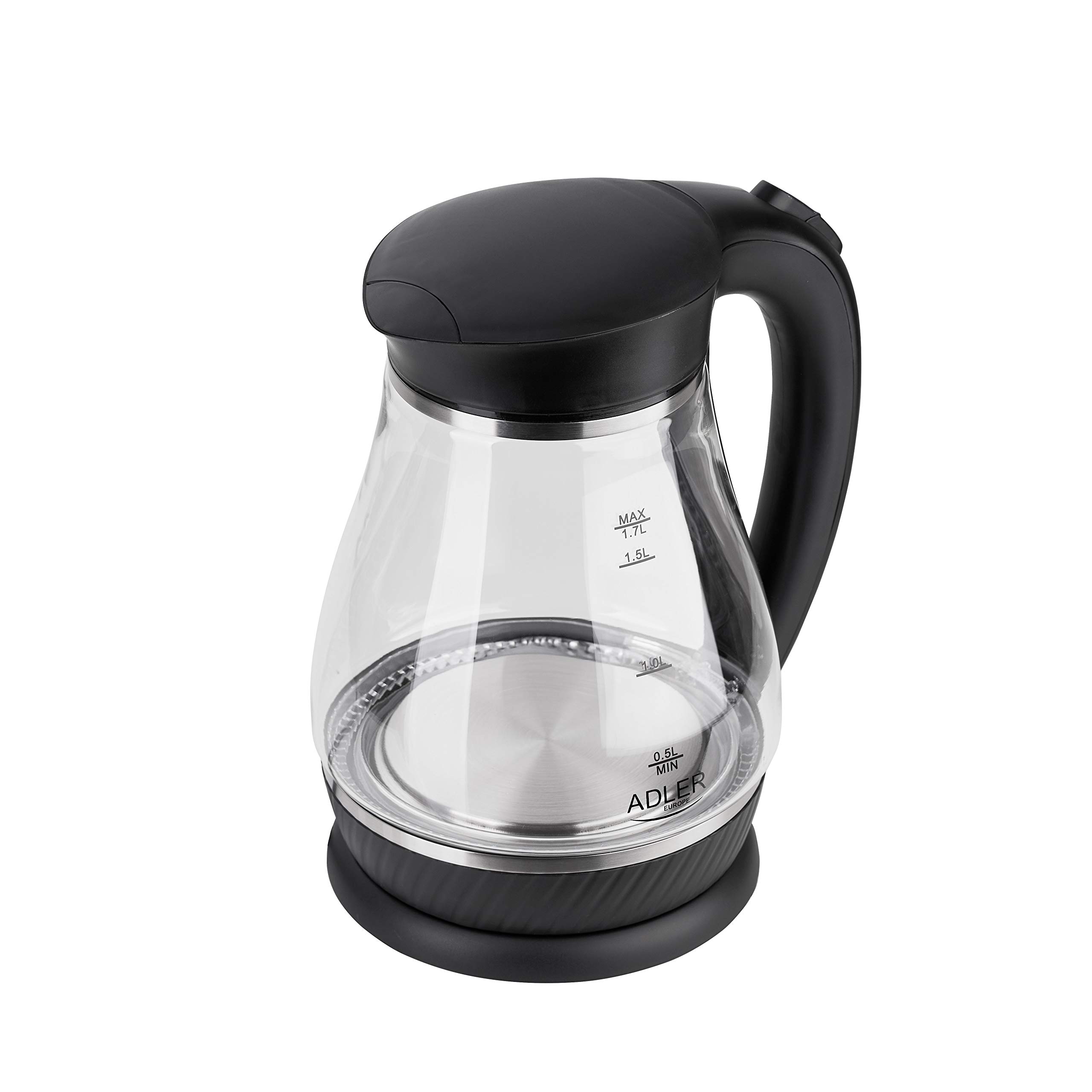 Adler AD 1274 B Wasserkocher 1 7 l 2200 W Schwarz  Transparent