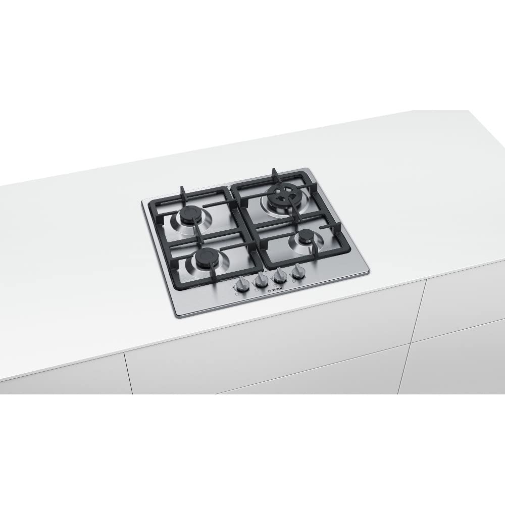 Bosch Serie 4 PGH6B5B90 Kochfeld Edelstahl Integriert 60 cm Gaskochfeld 4 Zone(n)