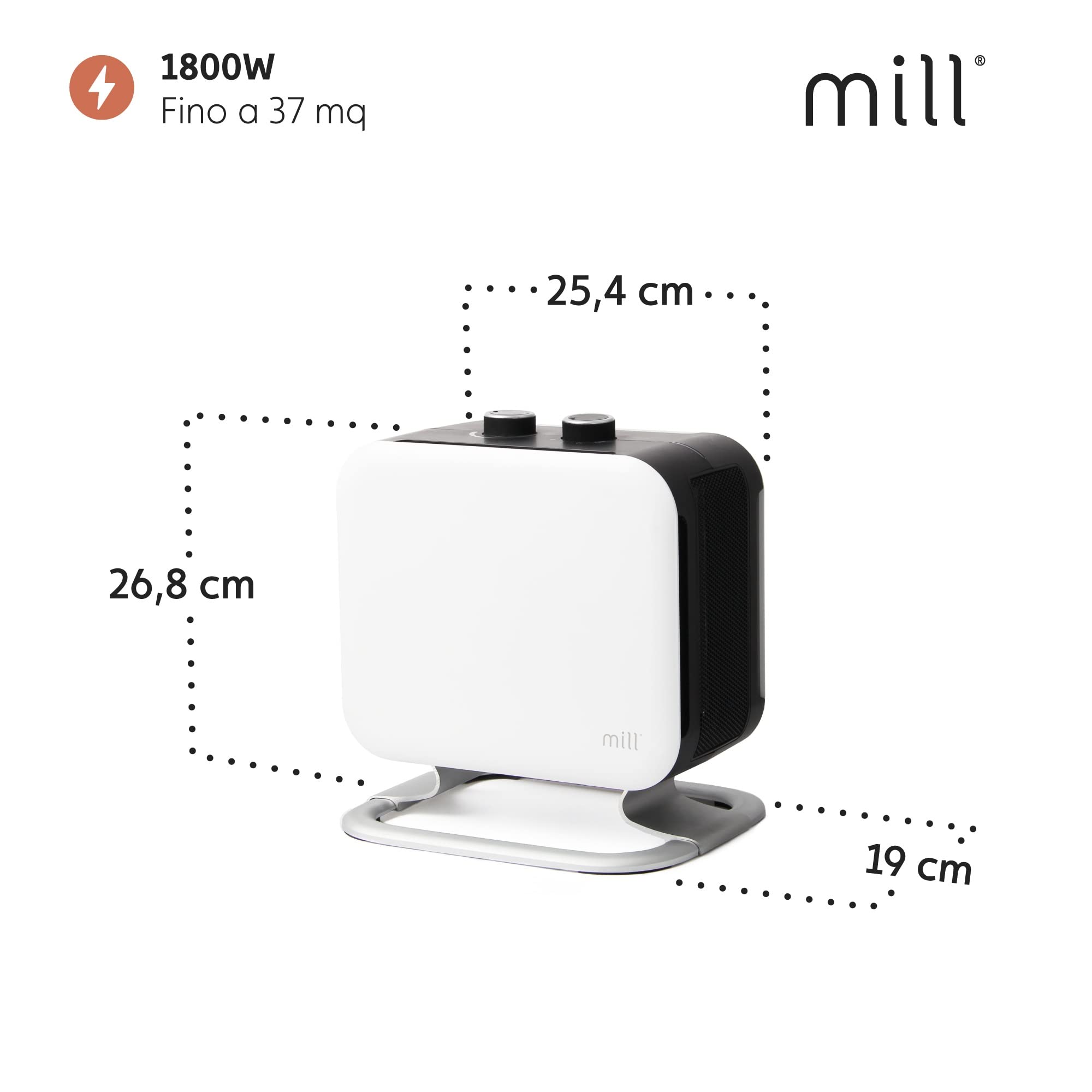 Mill CUS1800MECWA Elektrische Raumheizung Indoor Weiß 1800 W Elektrischer Raumheizlüfter