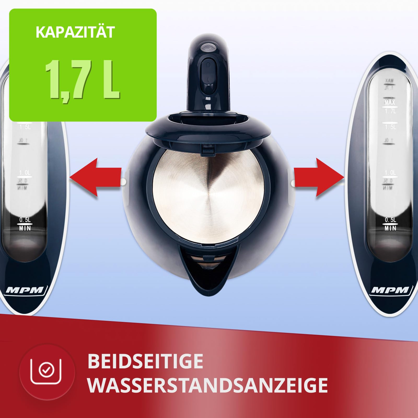 MPM MCZ-85/G1 Wasserkocher 1 7 l 2200 W Schwarz