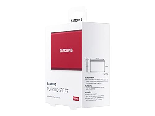 Samsung T7 Portable SSD - 500 GB - USB 3.2 Gen.2 Externe SSD Metallic Red MU-PC500R   WW