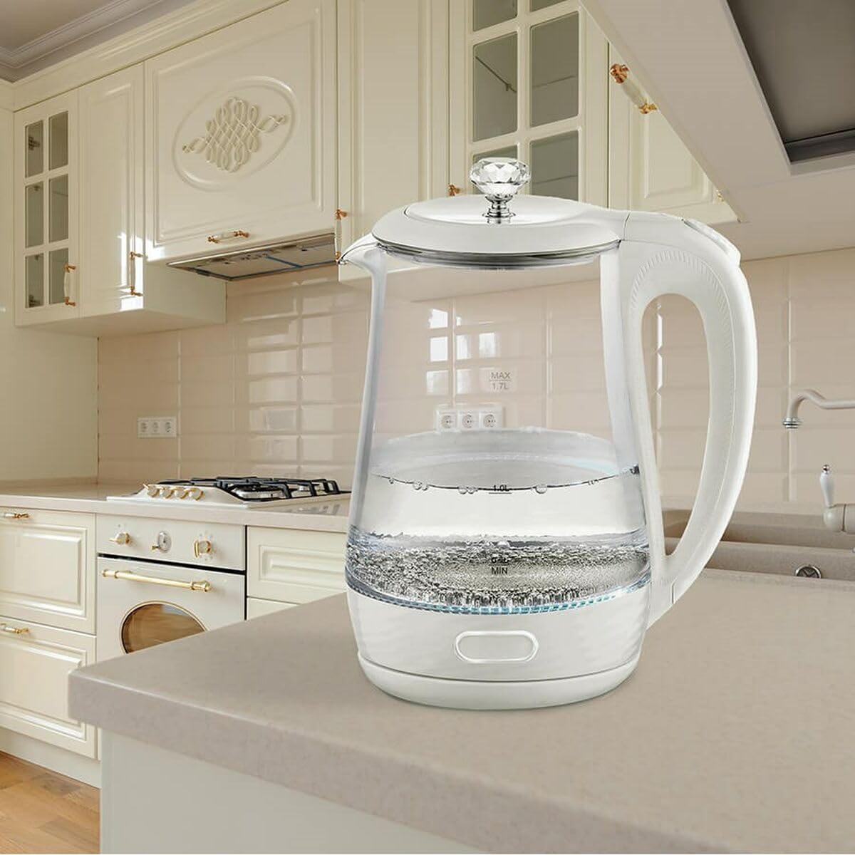 Maestro MR-052-WHITE Elektrischer Glas-Wasserkocher  weiß 1 7 L