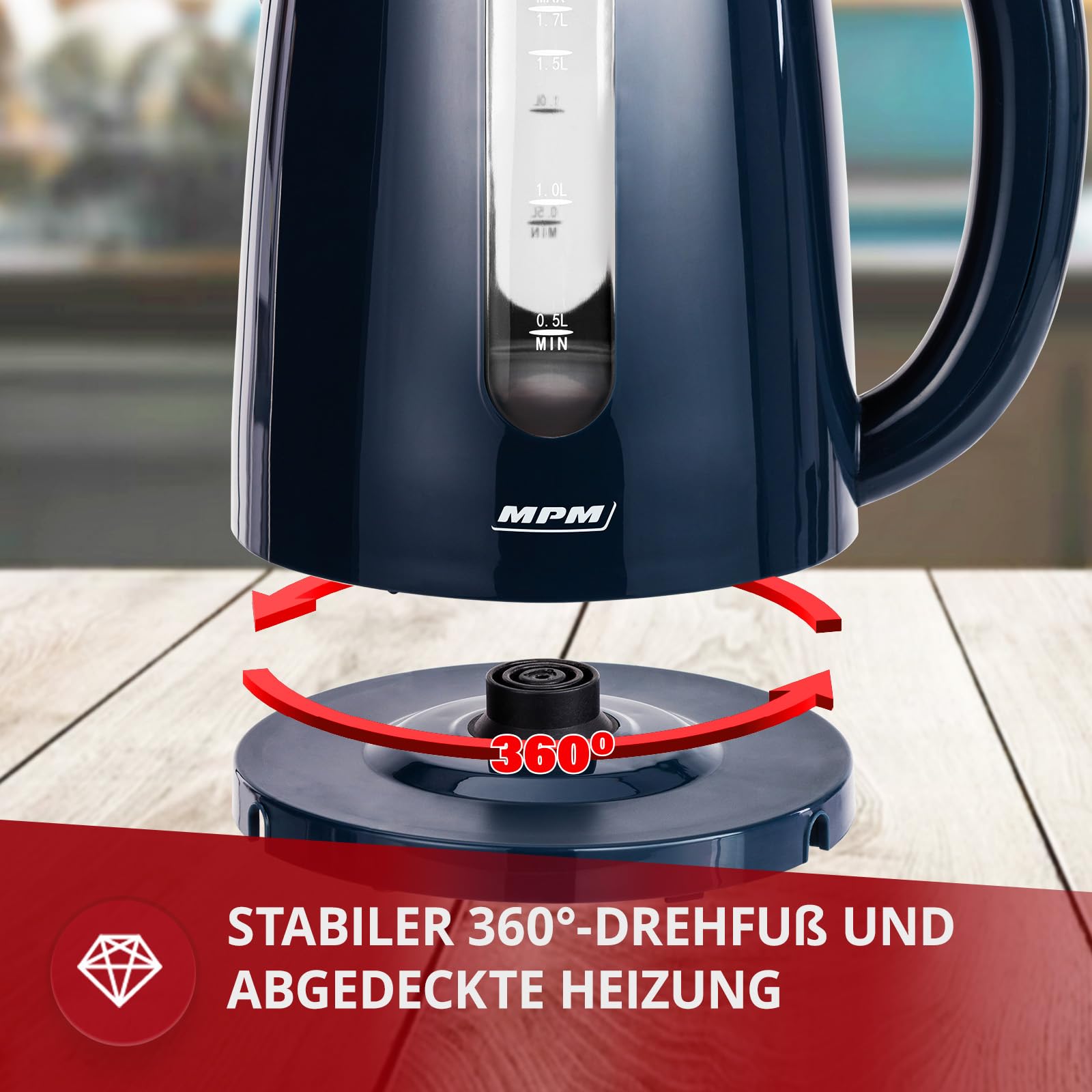 MPM MCZ-85/G1 Wasserkocher 1 7 l 2200 W Schwarz