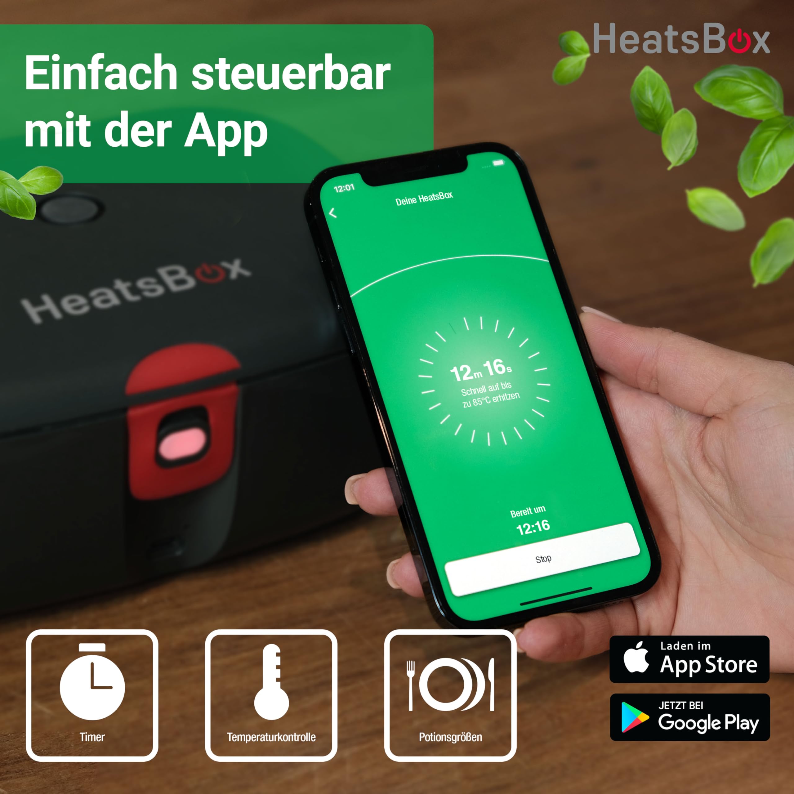 HeatsBox HB-04-102B Elektrische Brotbox 100 W 0 925 l Schwarz Erwachsener