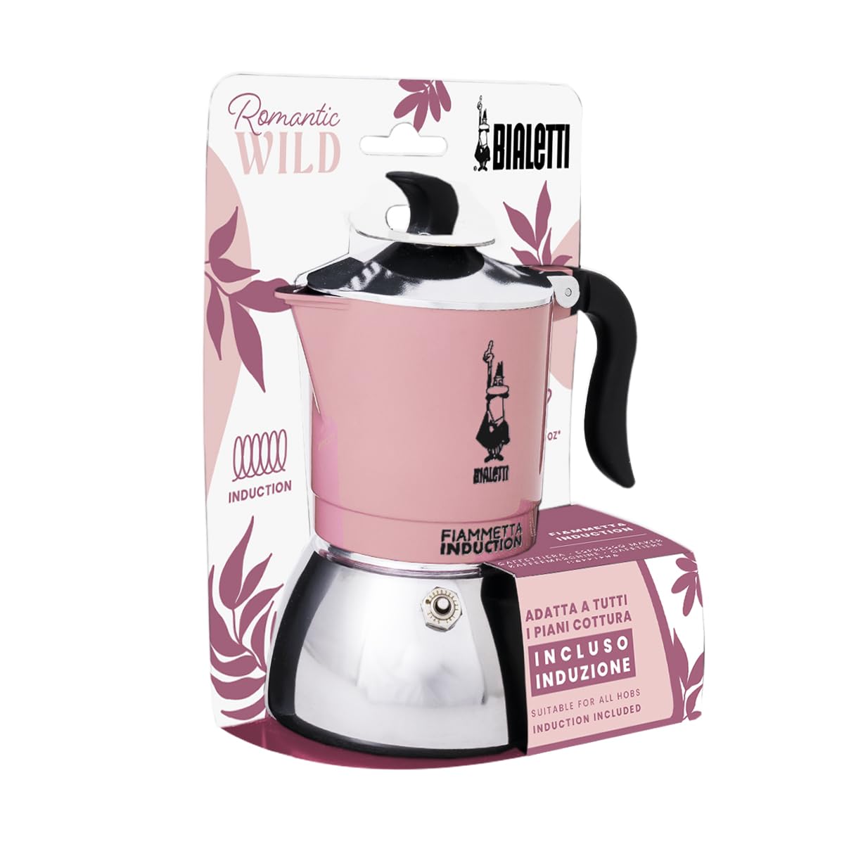 Bialetti 6586 Mokka-Kanne 0 15 l Schwarz  Pink  Silber