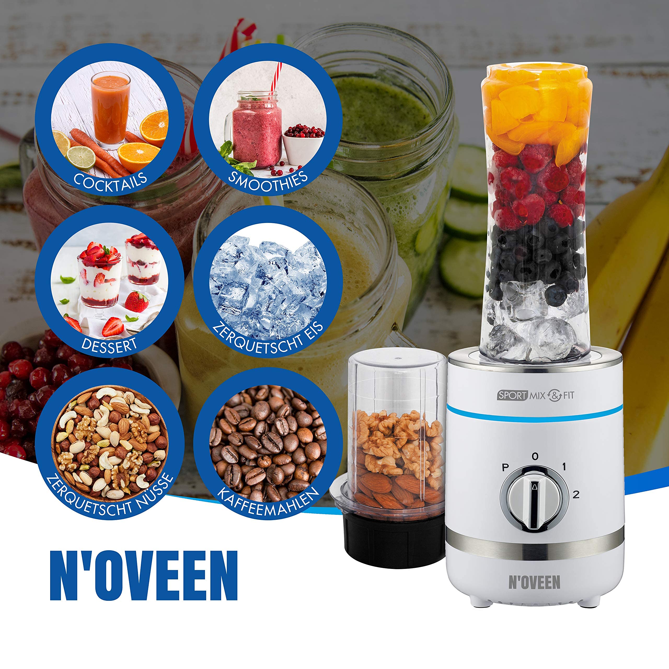 Noveen Sport Mix & Fit SB2100 X-LINE Mixer 0 8 l Tischplatten-Mixer 500  W