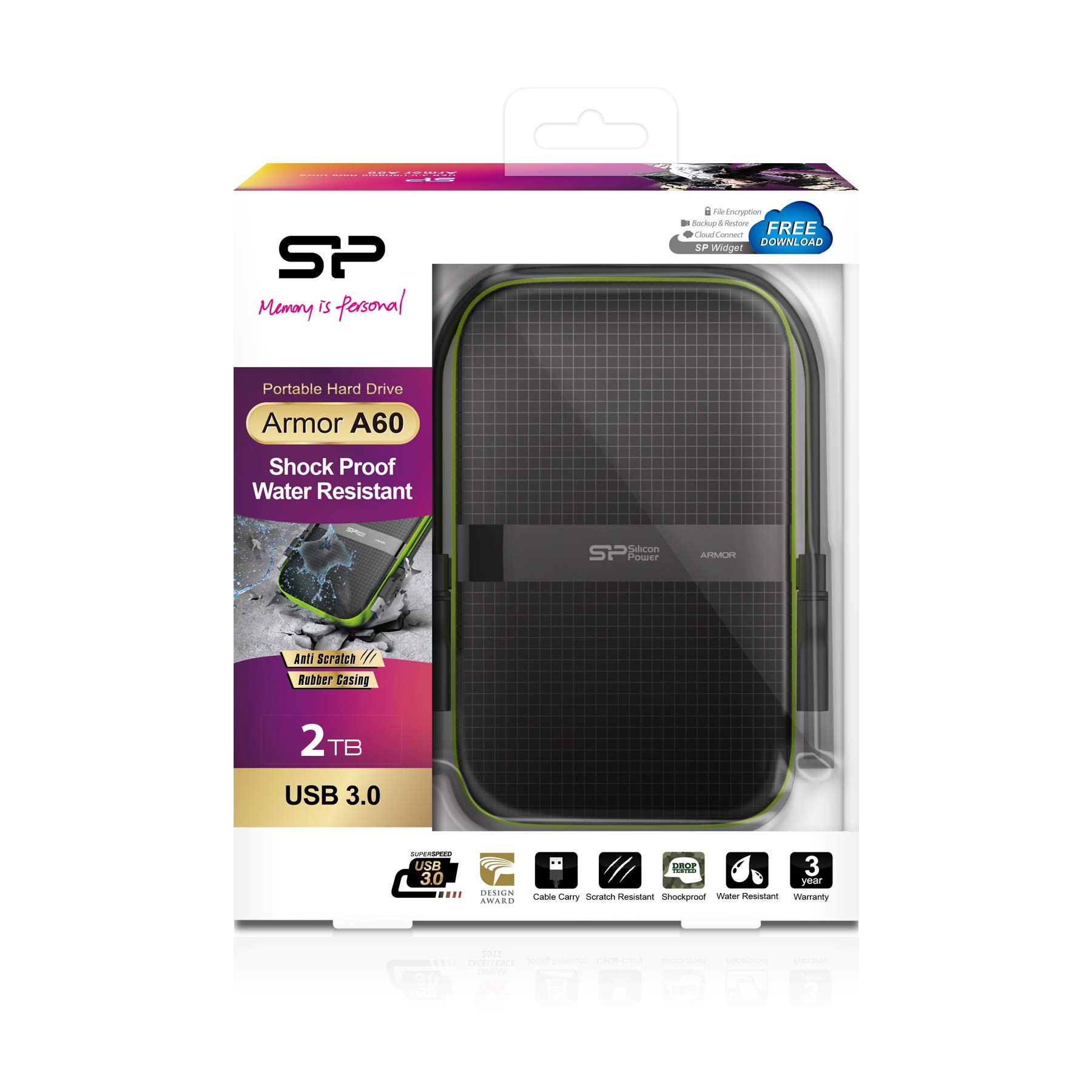 Silicon Power SP020TBPHDA60S3K externe Festplatte 2TB 6,4 cm 2,5 Zoll   USB 3.0 schwarz