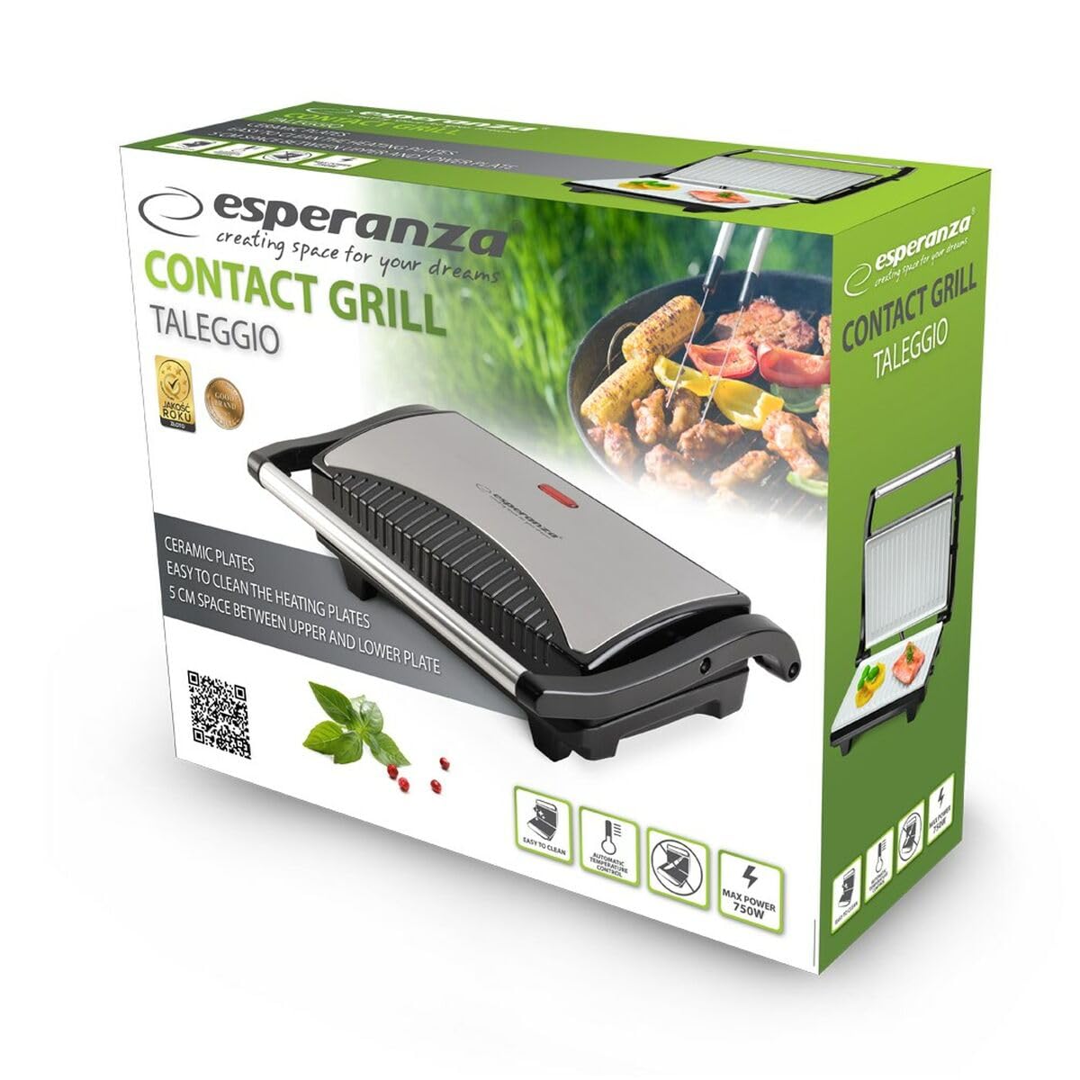 Esperanza EKG006 Elektrogrill 750W Inox / Schwarz