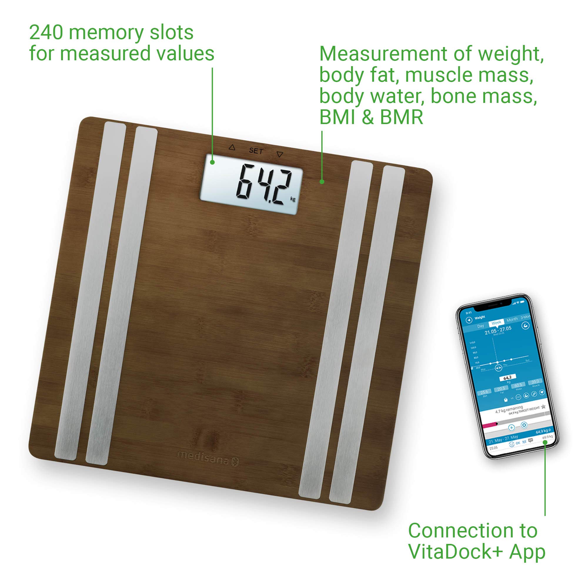 CONNECT MEDISANA BS 552 (BAMBOO) Analysenwaage