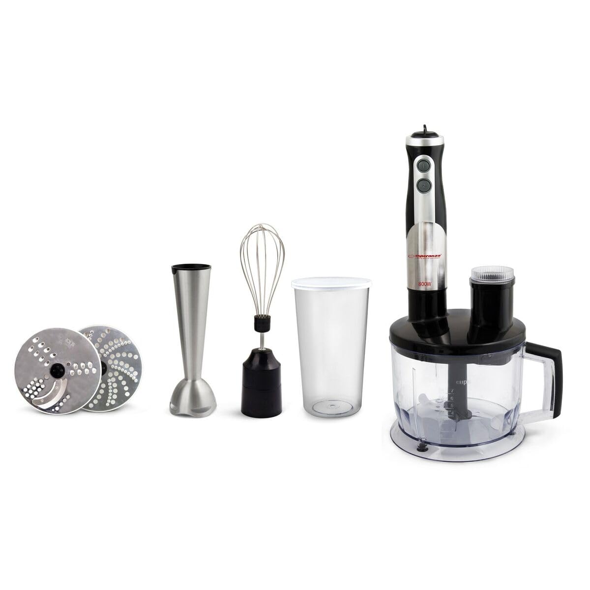 Esperanza EKM004 Mixer 0 6 l Pürierstab Schwarz  Silber  Transparent 800 W