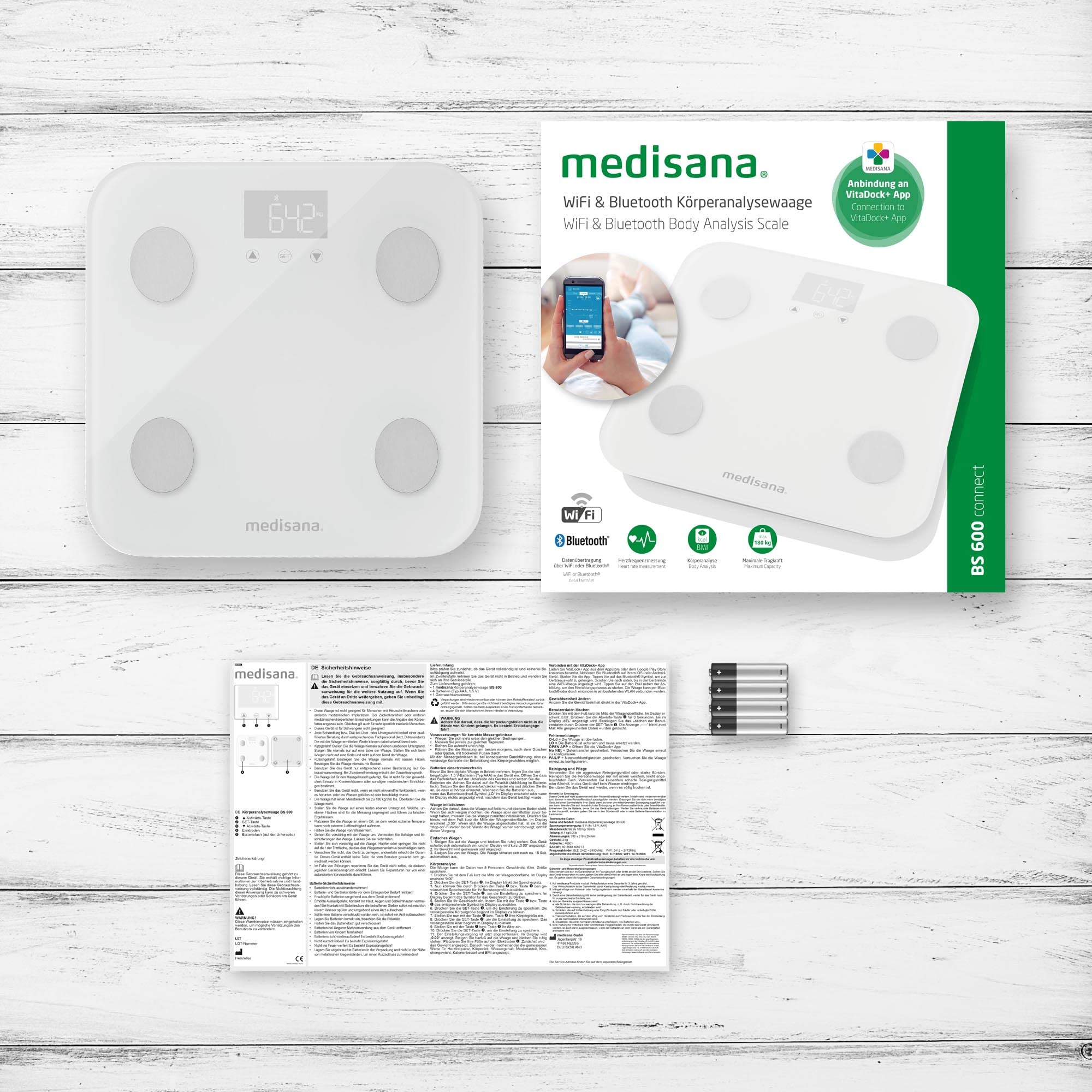 Medisana BS 600 connect Quadratisch Weiß Elektronische Personenwaage