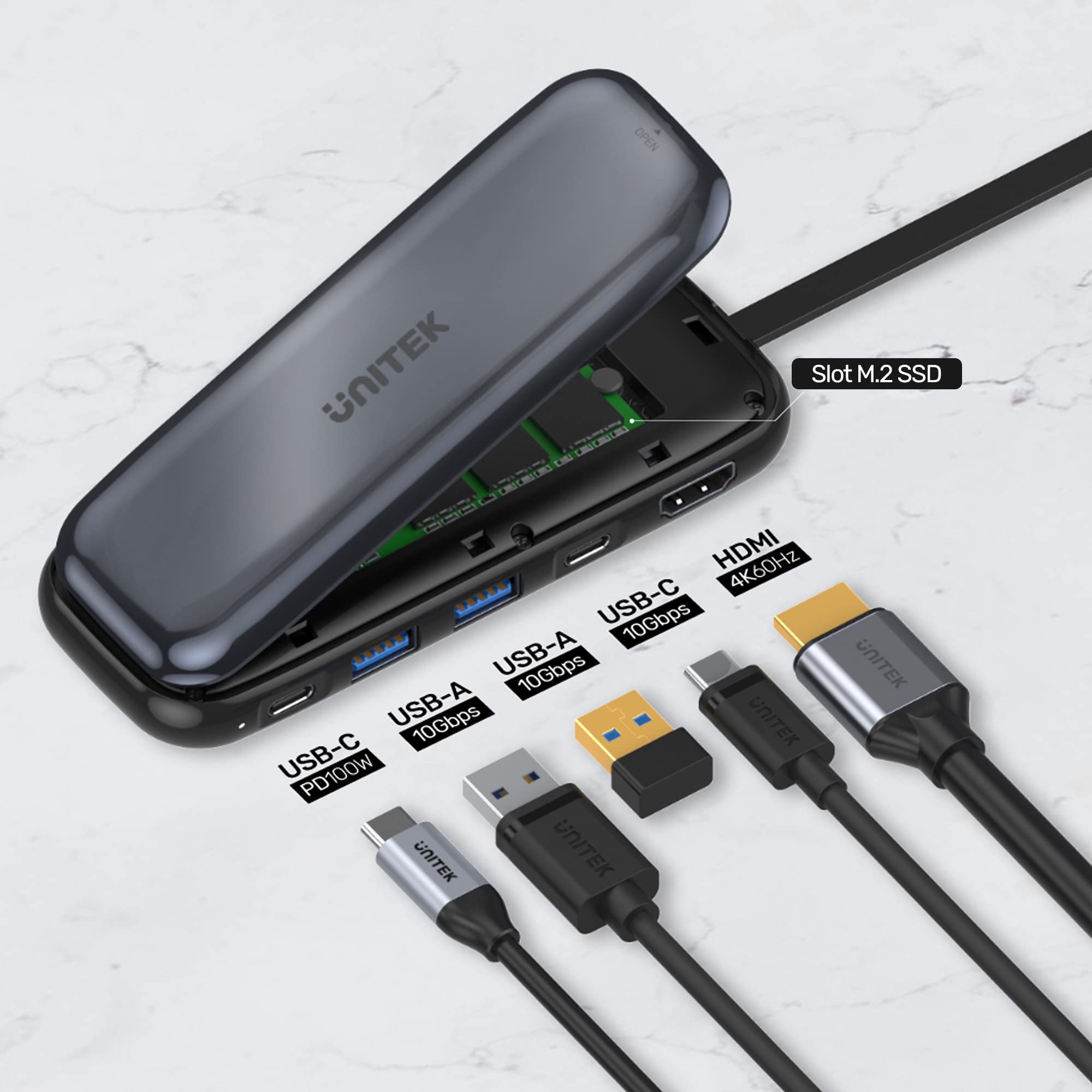 UNITEK HUB USB-C STORAGE M.2  HDMI  USB-C PD 100W  D1046A