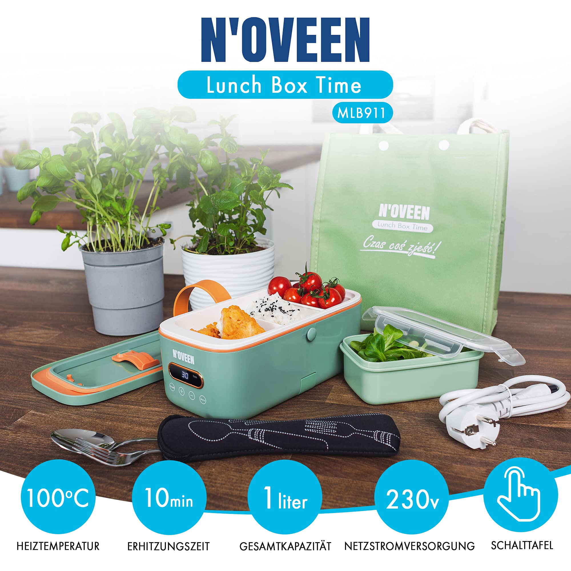 Elektrischer Speisenwärmer N'oveen Multi Lunch Box MLB911 X-LINE Grün