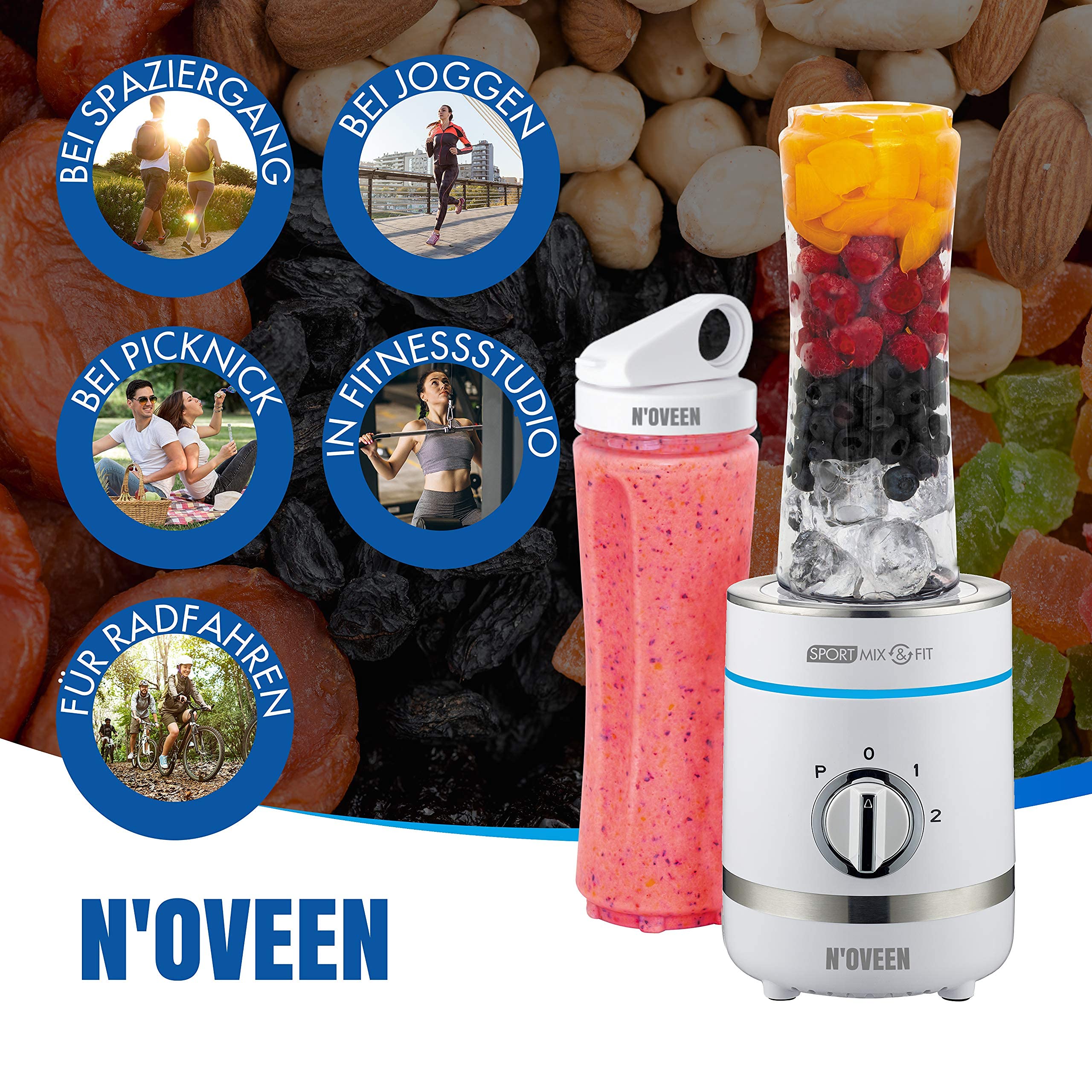 Noveen Sport Mix & Fit SB2100 X-LINE Mixer 0 8 l Tischplatten-Mixer 500  W