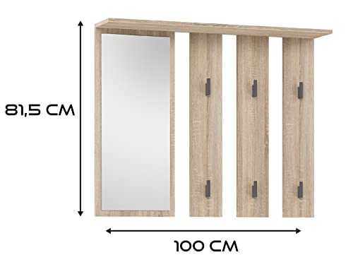 Kleiderbügel + Spiegel PARMA 100x15x.81 5 cm  Eiche sonoma