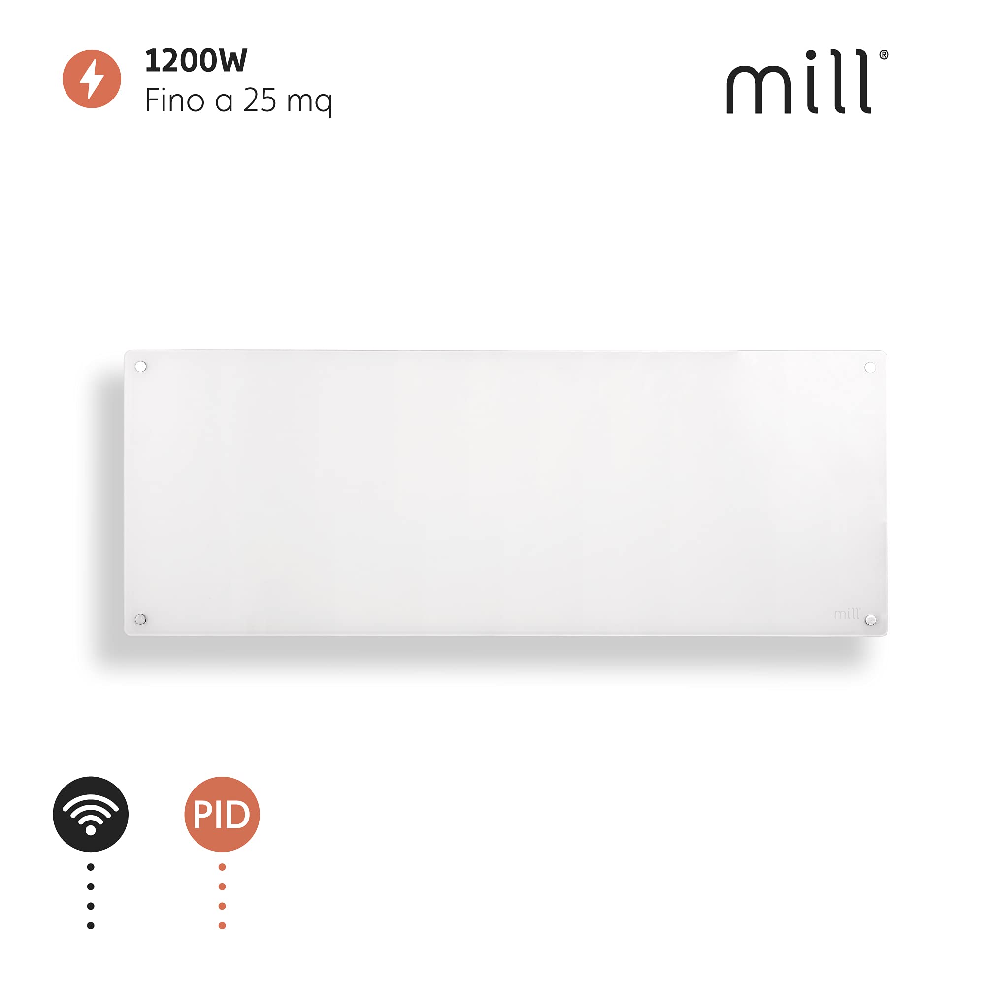 Glasheizpaneel Wifi + Bluetooth + LED-Anzeige MILL GL1200WIFI3