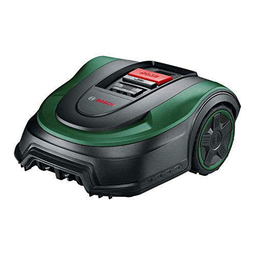 contain Bosch lawn mower robot Indego S + 500 with 18V battery and App function sectional width of 19 cm for lawns to 500 m² charging station