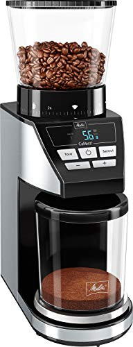 Melitta 1027-01 SST BK elektrische Kaffeemühle Calibra mit Kegelmahlwerk und LCD-Display 39 Mahlgrad