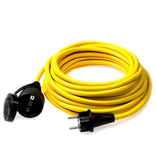 as - Schwabe extension cable 25 m220-230 V Euro plug Outdoor Power Extension Cable Power Extension for AußenbereichIP44 - Made in Germany Yellow I 60355 16 A shock