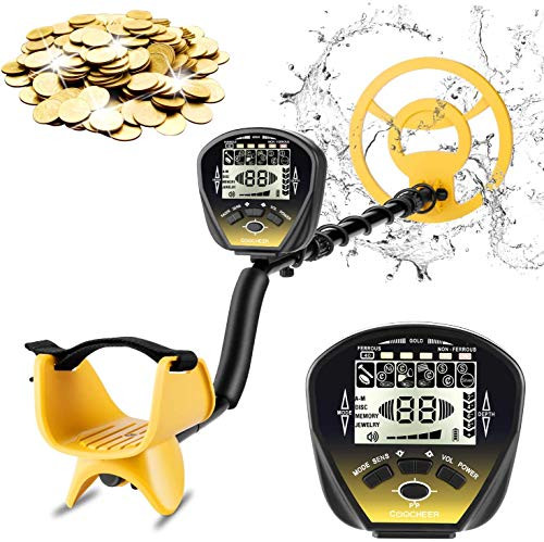 Metal 25.4cm High precision search coil and LCD, adjustable stem Waterproof metal detector for adults with 4 modes + Pinpointer