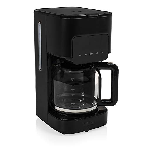 Princess Black Steel Coffee Maker - 1.5 liter capacity for up to 15 cups water level indicator 900 watts