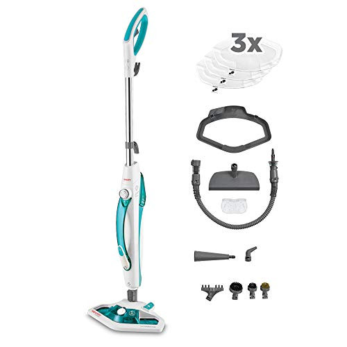 Polti vaporetto PTEU0282 SV450_Double steam cleaner with integrated steam cleaner kills and eliminates 99.9% * of viruses and white green germs and bacteria