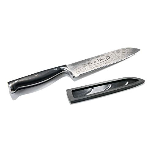 Genio Niza Dicer cuchillo profesional cuchillo cocinero de 20 cm - afilado cuchillo de acero inoxidable profesional adicional con el borde dentado y cajas para uso universal en la cocina