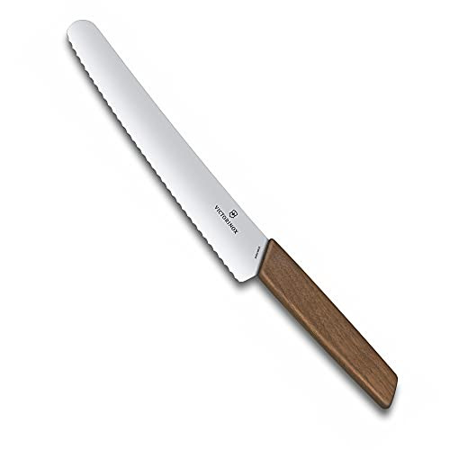 panadería suiza Victorinox moderna y un cuchillo en la confitería regalo 22cm caja de madera de nogal