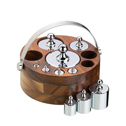 Kitchen Craft Living Nostalgia kitchen scales Weights Set Metric with wooden handle polished metal, 10 pieces in gift box
