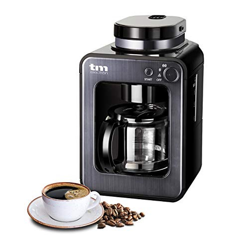 TM Electron Mini-Kaffeemaschine mit Kaffeemühle für Kaffeebohnen 600 W 4 Tassen