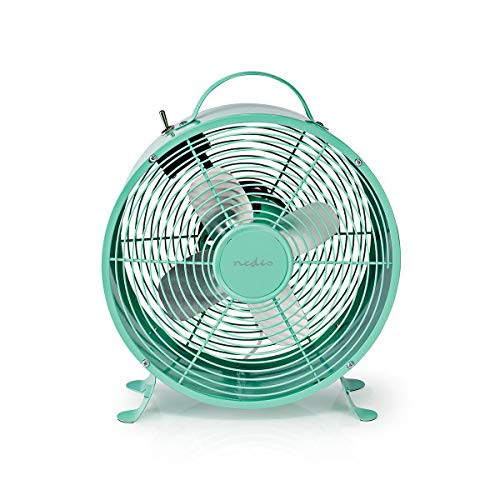 le ventilateur d'air frais de NEDIS - diamètre 25 cm - 2 vitesses - Méthode de construction entièrement métallique - rétro regard - Poignée - 1,5 longueurs de câble de compteur - Turquoise