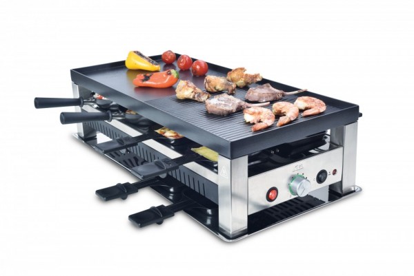 SOLIS Table Grill 5in1 sw / si 1400 W Raclette Grill Mini Wok Crepes Pizza - steel - black / silvery