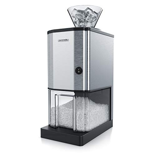 Arendo - Stainless steel ice crusher - Ice crusher with 3.5L Container and hopper - 80 Weisz explanation Einerer machine elektrisch1 kg of ice in 5 minutes - suction cups for stability - GS
