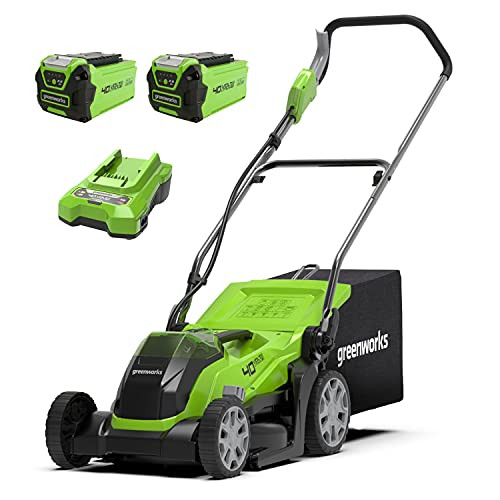 Green Works Tools 01-0002501907UC G40LM35K2x cordless lawn mower 40 V Green 35 cm cutting width, including two batteries and charger 2 Ah
