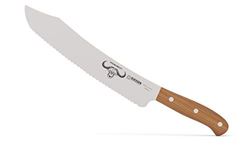 Giesser since 1776 - Made in Germany - bread knife olive wood 25 cm serrated stainless PremiumCut Wave No 1