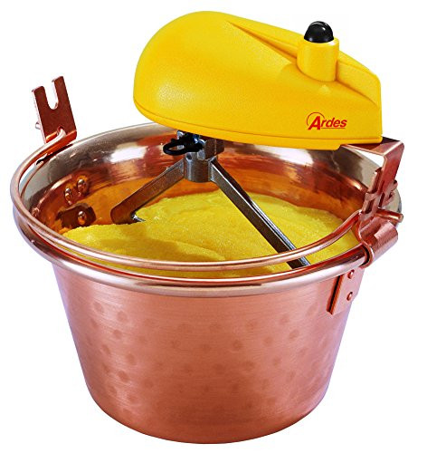 Copper bowl electrically. Copper pot with mixer - ideal for sweets polenta mixing bowl with electric mixer. Polenta bowl of copper