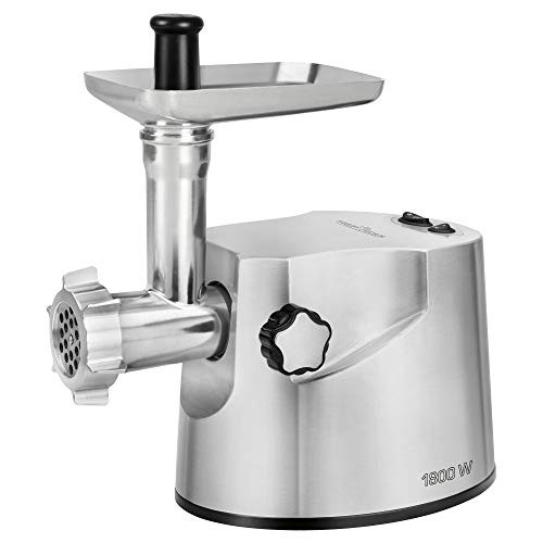 Proficook PC-FW 1172 Meat Grinder incl. 3 metal perforated discs professional metal gears pros and reverse function kebbe and sausage filler