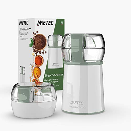 Imetec FrescoAroma Elektrische Kaffeemühle und Gewürzmühle mit Edelstahlklingen Impulsbetrieb für Ka