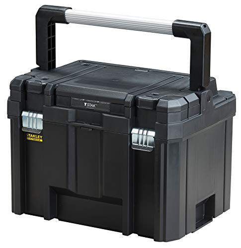Stanley FMST1-75796 FatMax Pro-stack tool box 23 liter stainless metal closing via lateral connection system stackable depth version with a wide carrying handle