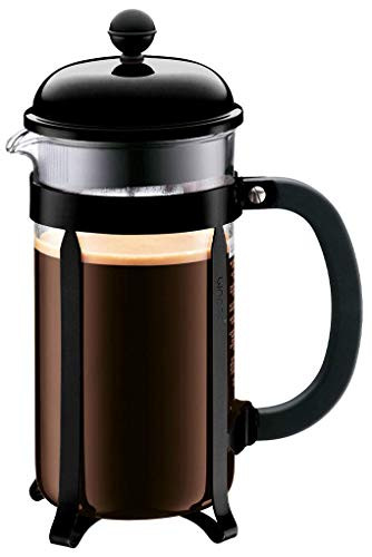 Bodum Chambord Kaffeebereiter 8 Tassen mit Metallrahmen Schwarz 10.6 x 17.1 x 24.5 cm Chrom