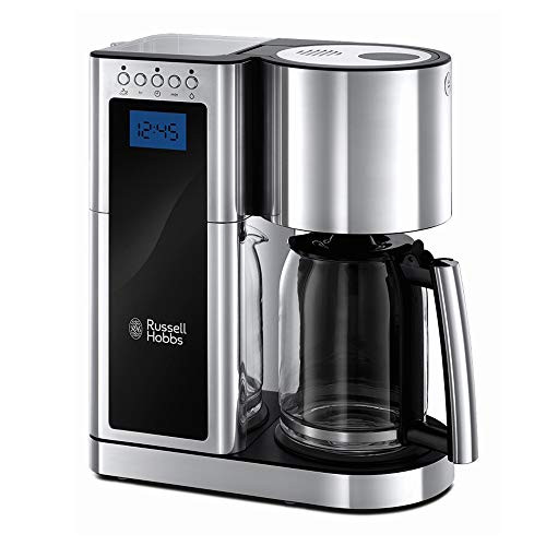 Russell Hobbs Digitale Kaffeemaschine Elegance Edelstahl bis 10 Tassen 1,25l Glaskanne Timer-Funktio