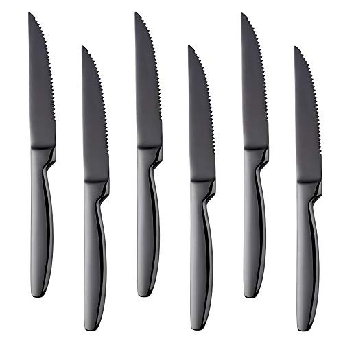 Bisda Cuchillo de filete Conjunto de 6 piezas cuchillo de acero inoxidable 18 0 Negro de carne de la carne