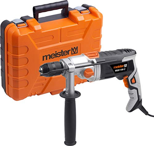 Master impact drill 1100 W drill hammer drill for concrete and metal MSB1100-2 - keyless - speed prefix - 2-speed transmission - & auxiliary handle depth stop