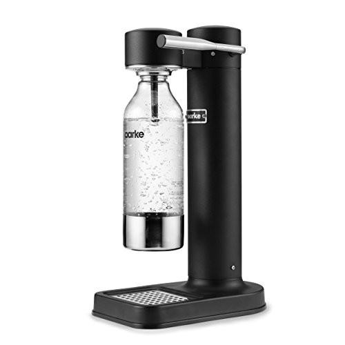Aarke carbonator II Soda stainless steel housing incl. PET bottle compatible with CO2 Sodastream cylinders Black soda sparkling water