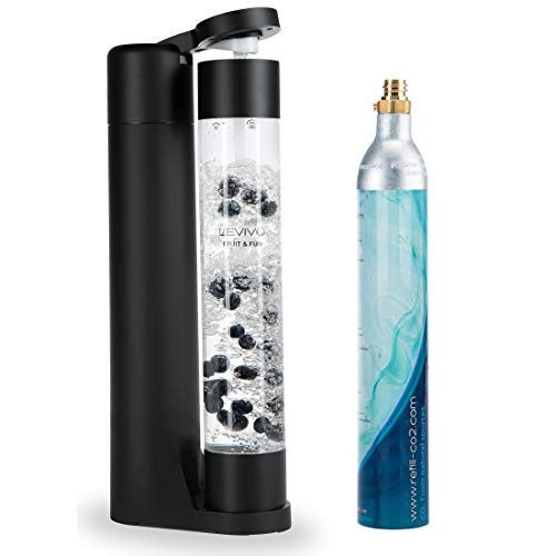 Levivo Soda Fruit & Fun bubbler Slim carbonated water for cocktails and other beverages containing 1 liter Sprudlerflasche and CO2 carbon dioxide cartridge