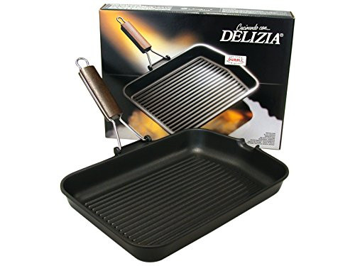 Home Delizia steak pan Rectangular cast aluminum non-stick coating with foldable handle