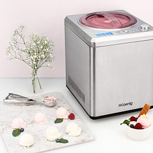 H.Koenig máquina de hielo profesional HF340 - Eléctrica - 2 L - 180 W - enfriamiento función - preparación rápida - hielo yogur helado y sorbete